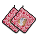 Caroline'S Treasures Bulldog English Hearts Love Valentine'S Day Pair Of Pot Holders Ss4491Pthd, 7.5Hx7.5W, Multicolor