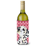 Dalmatian Hearts Love And Valentine'S Day Portrait Wine Bottle Beverage Insulator Beverage Insulator Hugger