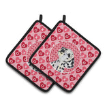 Caroline'S Treasures Dalmatian Hearts Love & Valentine'S Day Portrait Pair Of Pot Holders Ss4492Pthd, 7.5Hx7.5W, Multicolor