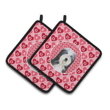 Caroline'S Treasures Bearded Collie Hearts Love & Valentine'S Day Portrait Pair Of Pot Holders Ss4497Pthd, 7.5Hx7.5W, Multicol