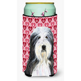 Bearded Collie Hearts Love And Valentine'S Day Portrait Tall Boy Beverage Insulator Beverage Insulator Hugger