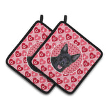 Caroline'S Treasures Australian Kelpie Hearts Love Valentine'S Day Pair Of Pot Holders Ss4498Pthd, 7.5Hx7.5W, Multicolor