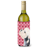 Dandie Dinmont Terrier Hearts Love Valentine'S Day Wine Bottle Beverage Insulator Beverage Insulator Hugger