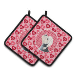 Caroline'S Treasures Dandie Dinmont Terrier Hearts Love Valentine'S Day Pair Of Pot Holders Ss4503Pthd, 7.5Hx7.5W, Multicolor,
