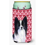 Papillon Hearts Love And Valentine'S Day Portrait Tall Boy Beverage Insulator Beverage Insulator Hugger