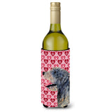 Irish Wolfhound Hearts Love Valentine'S Day Portrait Wine Bottle Beverage Insulator Beverage Insulator Hugger
