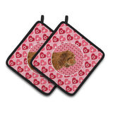 Caroline'S Treasures Sussex Spaniel Hearts Love Valentine'S Day Pair Of Pot Holders Ss4510Pthd, 7.5Hx7.5W, Multicolor