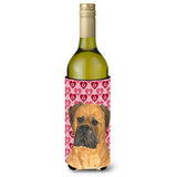 Bullmastiff Hearts Love And Valentine'S Day Portrait Wine Bottle Beverage Insulator Beverage Insulator Hugger