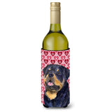 Rottweiler Hearts Love And Valentine'S Day Portrait Wine Bottle Beverage Insulator Beverage Insulator Hugger