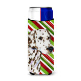 Dalmatian Candy Cane Holiday Christmas Ultra Beverage Insulators For Slim Cans Ss4538Muk