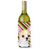 Chihuahua Candy Cane Holiday Christmas Wine Bottle Beverage Insulator Beverage Insulator Hugger Ss4543Literk