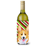 Corgi Candy Cane Holiday Christmas Wine Bottle Beverage Insulator Beverage Insulator Hugger Ss4555Literk
