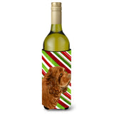 Sussex Spaniel Candy Cane Holiday Christmas Wine Bottle Beverage Insulator Beverage Insulator Hugger