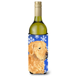 Golden Retriever Winter Snowflakes Holiday Wine Bottle Beverage Insulator Beverage Insulator Hugger