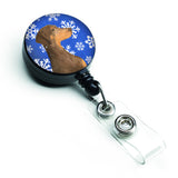 Carolines Treasures Doberman Winter Snowflakes Holiday Retractable Badge Reel Multicolor (SS4617BR)