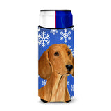 Dachshund Winter Snowflakes Holiday Ultra Beverage Insulators For Slim Cans Ss4625Muk
