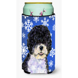 Portuguese Water Dog Winter Snowflakes Holiday Tall Boy Beverage Insulator Beverage Insulator Hugger