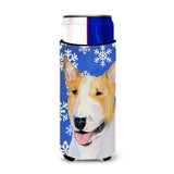 Bull Terrier Winter Snowflakes Holiday Ultra Beverage Insulators For Slim Cans Ss4634Muk