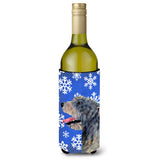 Irish Wolfhound Winter Snowflakes Holiday Wine Bottle Beverage Insulator Beverage Insulator Hugger