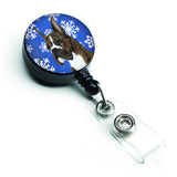 Caroline'S Treasures Boxer Winter Snowflakes Holiday Retractable Badge Reel, Multicolor (Ss4646Br)