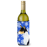 Basenji Winter Snowflakes Holiday Wine Bottle Beverage Insulator Beverage Insulator Hugger Ss4652Literk