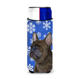 French Bulldog Winter Snowflakes Holiday Ultra Beverage Insulators For Slim Cans Ss4657Muk