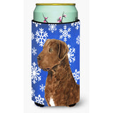 Chesapeake Bay Retriever Winter Snowflakes Holiday Tall Boy Beverage Insulator Beverage Insulator Hugger