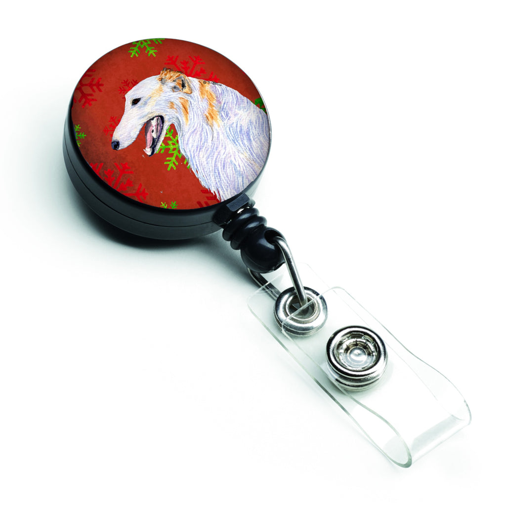 Caroline'S Treasures Borzoi Red & Green Snowflakes Christmas Retractable Badge Reel, Multicolor (Ss4682Br)