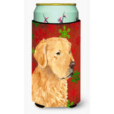 Golden Retriever Red Green Snowflake Holiday Christmas Tall Boy Beverage Insulator Beverage Insulator Hugger