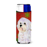 Maltese Red And Green Snowflakes Holiday Christmas Ultra Beverage Insulators For Slim Cans Ss4688Muk