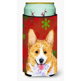 Corgi Red And Green Snowflakes Holiday Christmas Tall Boy Beverage Insulator Beverage Insulator Hugger