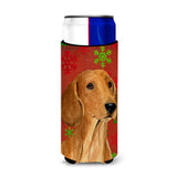 Dachshund Red And Green Snowflakes Holiday Christmas Ultra Beverage Insulators For Slim Cans Ss4694Muk