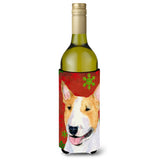 Bull Terrier Red And Green Snowflakes Holiday Christmas Wine Bottle Beverage Insulator