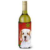 Clumber Spaniel Red And Green Snowflakes Holiday Christmas Wine Bottle Beverage Insulator