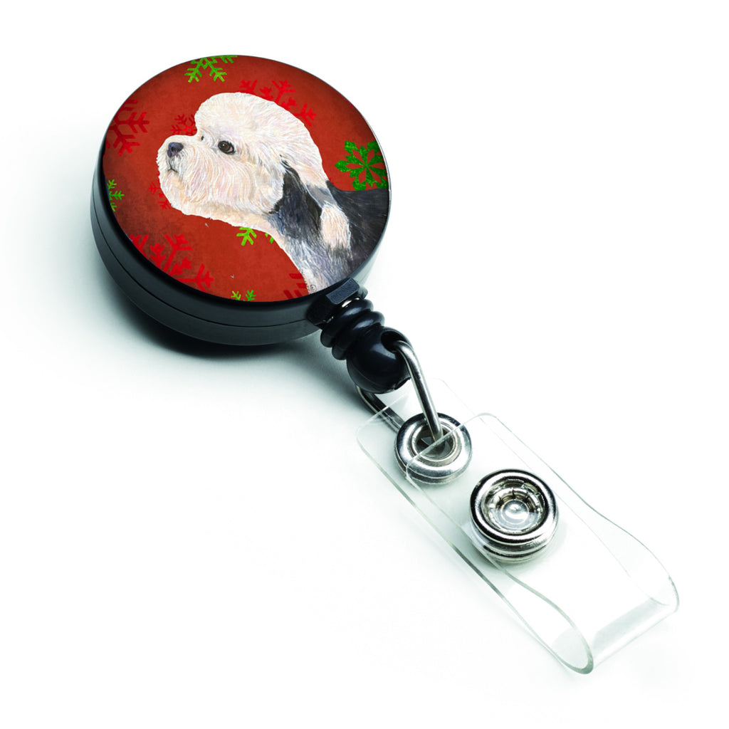 Caroline'S Treasures Ss4710Br Dandie Dinmont Terrier Red Green Snowflake Christmas Badge Reel, Multicolor