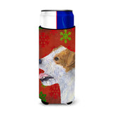 Jack Russell Terrier Red Green Snowflakes Holiday Christmas Ultra Beverage Insulators For Slim Cans Ss4711Muk