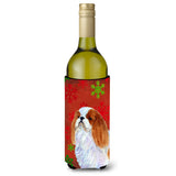 English Toy Spaniel Snowflakes Holiday Christmas Wine Bottle Beverage Insulator