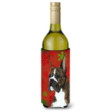 Boxer Red And Green Snowflakes Holiday Christmas Wine Bottle Beverage Insulator