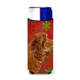 Sussex Spaniel Red Green Snowflake Holiday Christmas Ultra Beverage Insulators For Slim Cans Ss4717Muk
