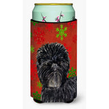 Affenpinscher Red Green Snowflakes Christmas Tall Boy Beverage Insulator Beverage Insulator Hugger