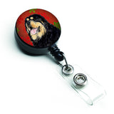 Caroline'S Treasures Tibetan Mastiff Red Green Snowflake Christmas Badge Reel, Multicolor (Ss4719Br)