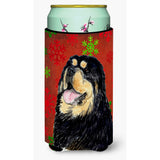 Tibetan Mastiff Red Green Snowflake Christmas Tall Boy Beverage Insulator Beverage Insulator Hugger