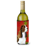 Springer Spaniel Red And Green Snowflakes Holiday Christmas Wine Bottle Beverage Insulator