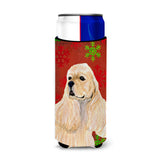 Buff Cocker Spaniel Red Green Snowflakes Christmas Ultra Beverage Insulators For Slim Cans Ss4729Muk