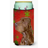 Field Spaniel Red And Green Snowflakes Holiday Christmas Tall Boy Beverage Insulator
