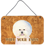 Caroline'S Treasures Bichon Frise Wipe Your Paws Aluminum Metal Wall Or Door Hanging Prints, 8 X 12