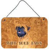 Caroline'S Treasures Mastiff Wipe Your Paws Aluminum Metal Wall Or Door Hanging Prints, 8 X 12