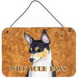 Caroline'S Treasures Toy Fox Terrier Wipe Your Paws Aluminum Metal Wall Or Door Hanging Prints, 8 X 12