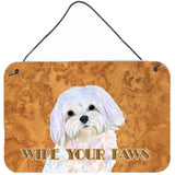 Caroline'S Treasures Ss4897Ds812 Puppy Cut Maltese Wipe Your Paws Aluminum Metal Wall Or Door Hanging Prints, 8 X 12