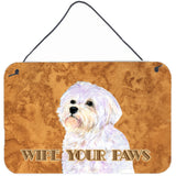 Caroline'S Treasures Ss4898Ds812 Puppy Cut Maltese Wipe Your Paws Aluminum Metal Wall Or Door Hanging Prints, 8 X 12